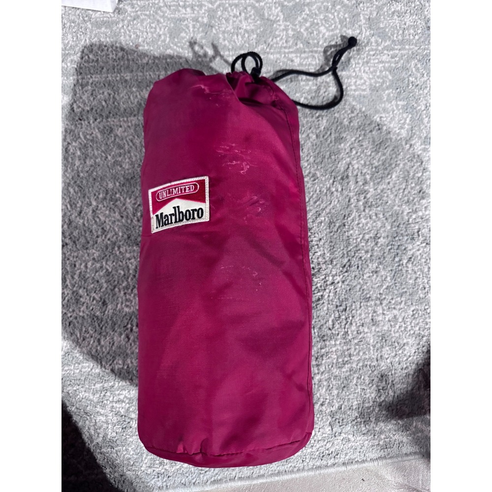 Vintage Marlboro Unlimited Sleeping Bag Red Buffalo Plaid Fleece Lining 90s Gear